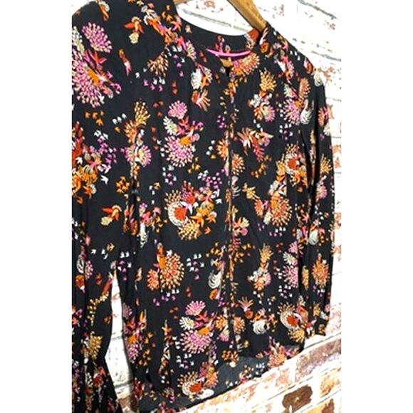 Anthropologie Conversations 28 of 52 Colloquial Peacock Collarless Button Down - Picture 7 of 15